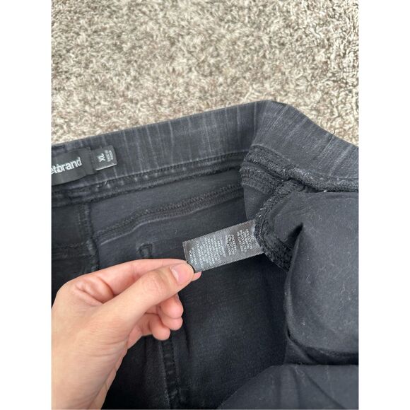 Betabrand Premium Yoga Denim Pull On Flare Bootcut Black Wash Jean Frayed Hem XL - Picture 4 of 10